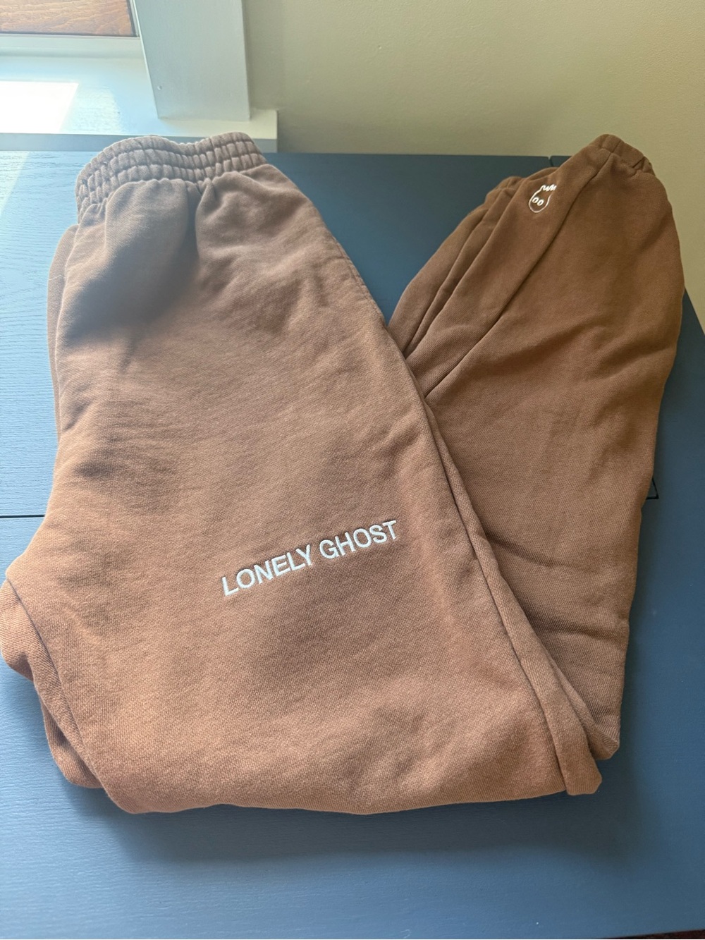 Lonely Ghost Brown Logo Sweatpants, Medium